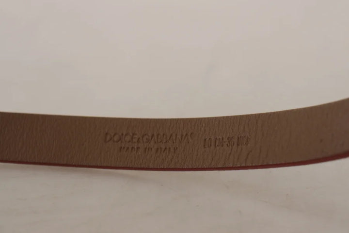 Dolce &amp; Gabbana Brown Logo Engraved Metal Waist Buckle Belt