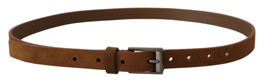Dolce &amp; Gabbana Brown Logo Engraved Metal Waist Buckle Belt