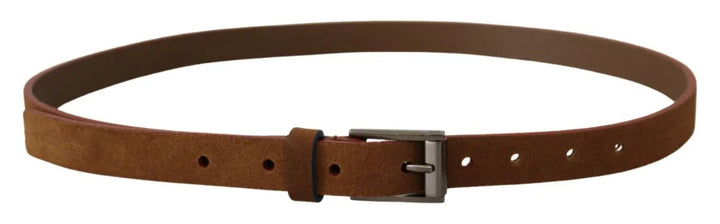 Dolce &amp; Gabbana Brown Logo Engraved Metal Waist Buckle Belt