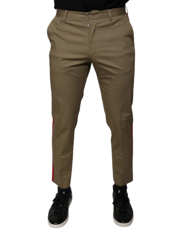 Dolce &amp; Gabbana Brown Logo Men Casual Tapered Pants