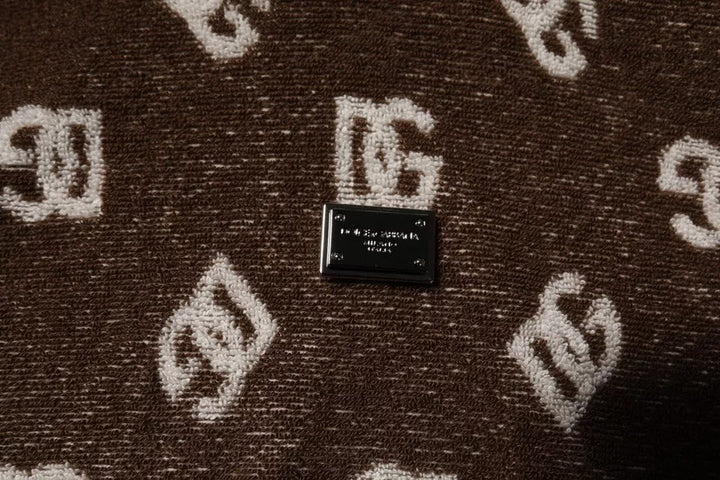 Dolce &amp; Gabbana Brown Logo Monogram Cotton Crew Neck T-shirt