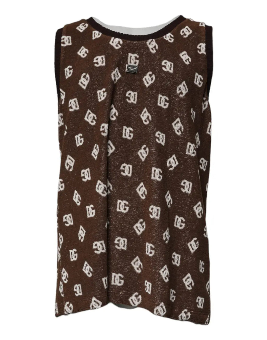 Dolce &amp; Gabbana Brown Logo Monogram Cotton Crew Neck T-shirt
