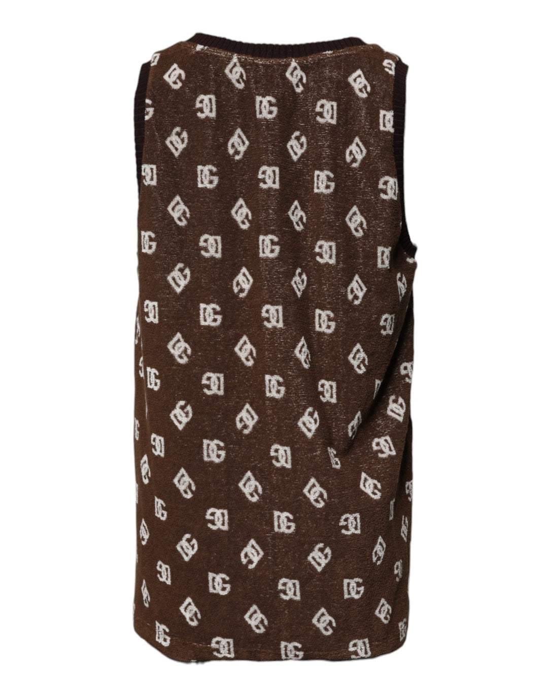 Dolce &amp; Gabbana Brown Logo Monogram Cotton Crew Neck T-shirt
