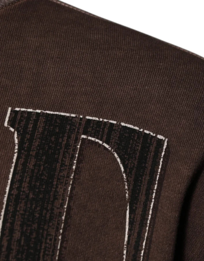 Dolce &amp; Gabbana Brown Logo Print Crew Neck Pullover Sweater