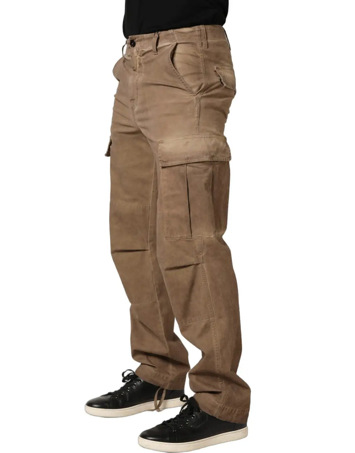 Dolce &amp; Gabbana Brown Mid Waist Cargo Straight Trouser Pants