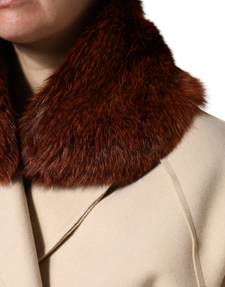 Dolce &amp; Gabbana Brown Mink Fur Collar Women Neck Wrap 60cm x 14cm Scarf