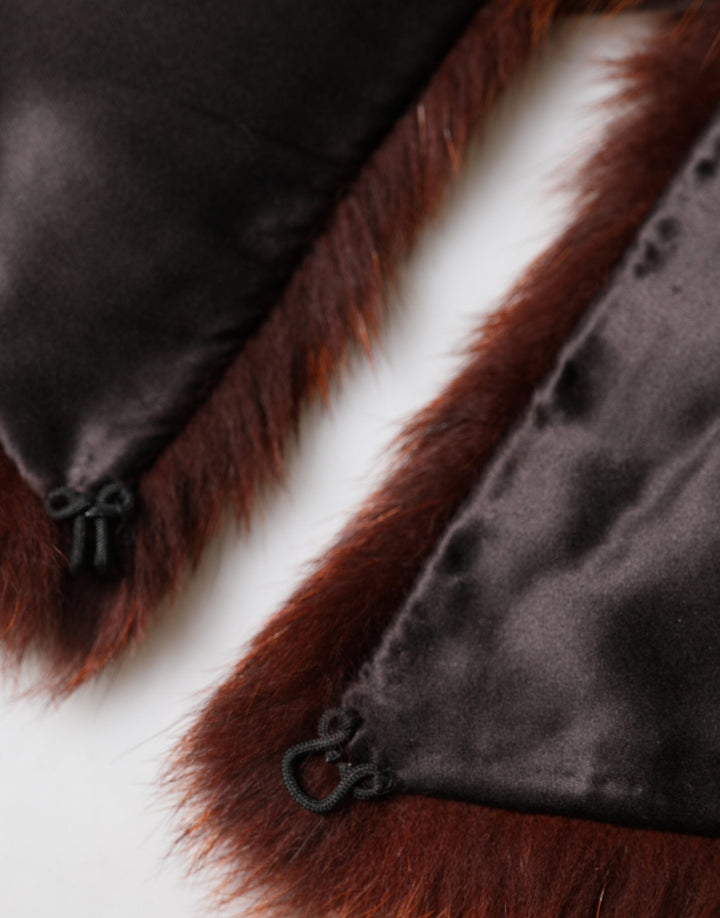 Dolce &amp; Gabbana Brown Mink Fur Collar Women Neck Wrap 60cm x 14cm Scarf