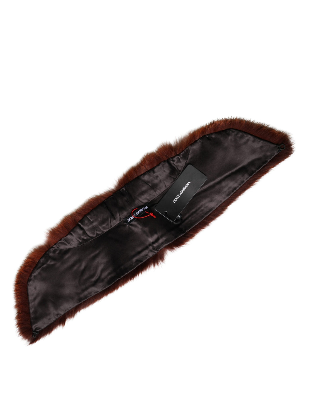 Dolce &amp; Gabbana Brown Mink Fur Collar Women Neck Wrap 60cm x 14cm Scarf
