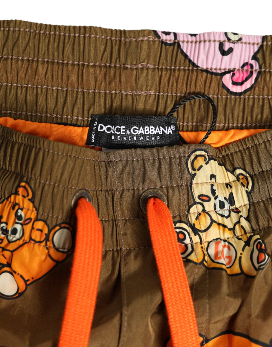 Dolce &amp; Gabbana Brown Multicolor Teddy Bear Men Shorts Swimwear
