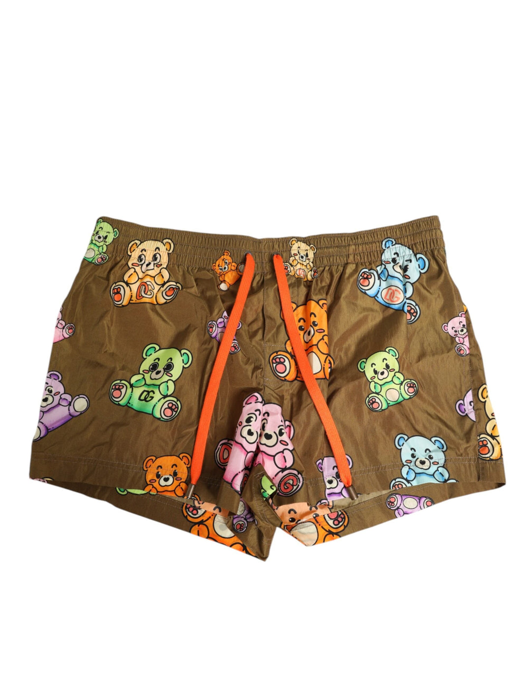 Dolce &amp; Gabbana Brown Multicolor Teddy Bear Men Shorts Swimwear