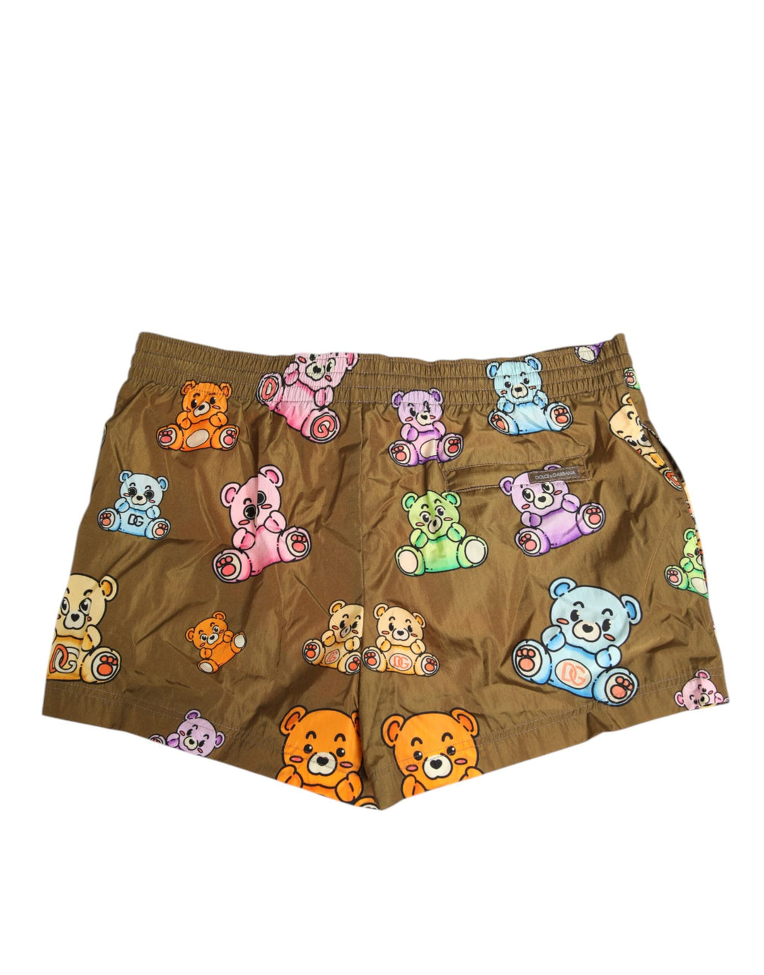 Dolce &amp; Gabbana Brown Multicolor Teddy Bear Men Shorts Swimwear
