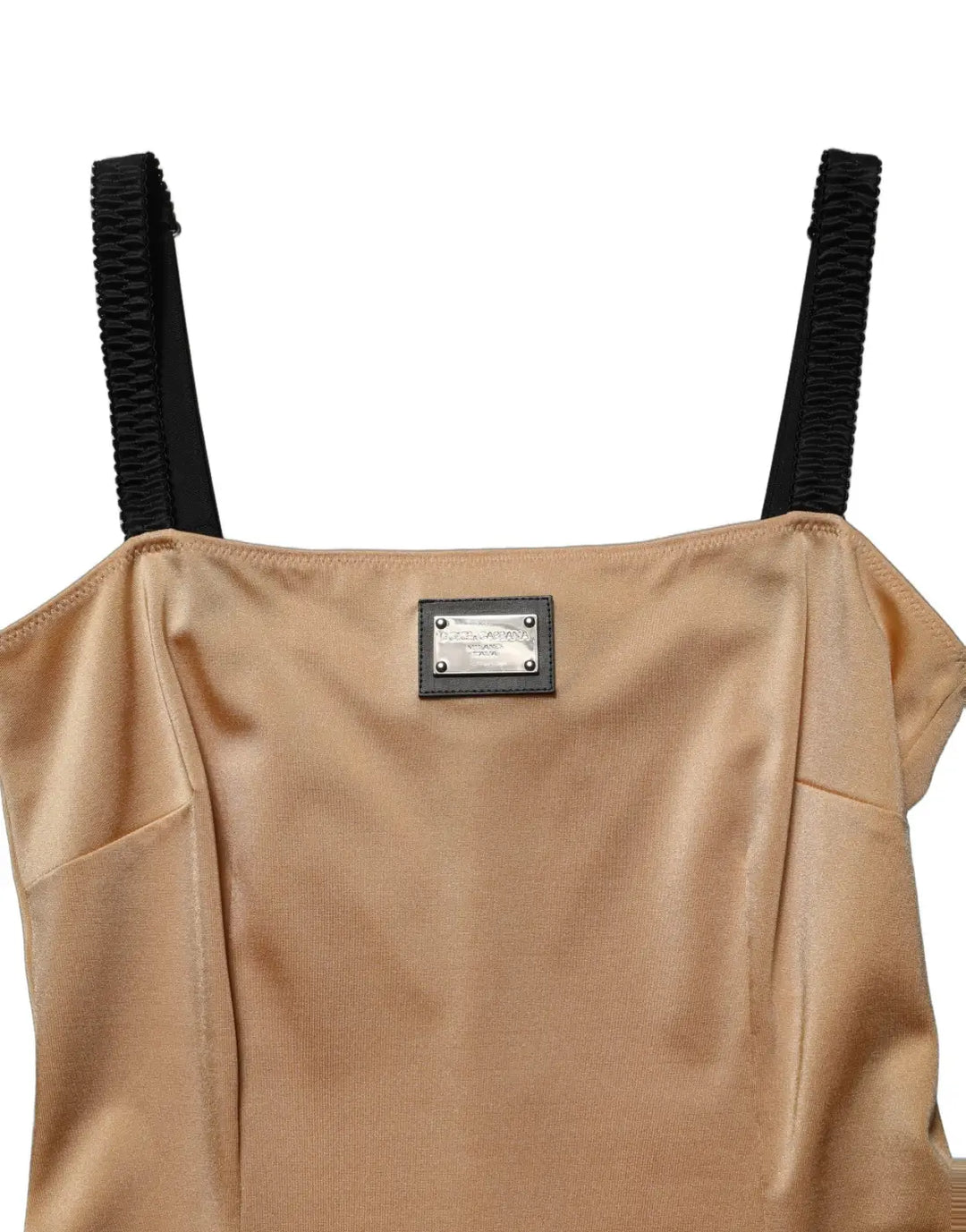 Dolce &amp; Gabbana Brown Nylon Blend Cady Sleeveless Mini Dress