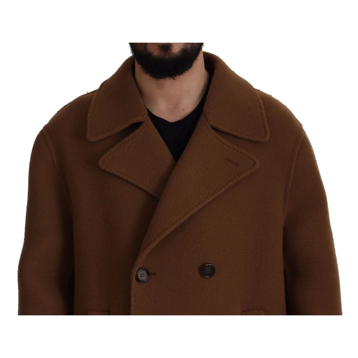 Dolce & Gabbana Brown Nylon Double Breasted Coat Jacket