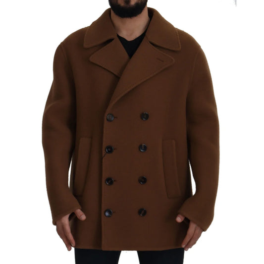 Dolce & Gabbana Brown Nylon Double Breasted Coat Jacket