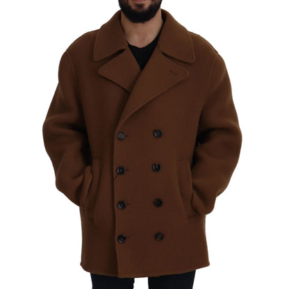 Dolce & Gabbana Brown Nylon Double Breasted Coat Jacket