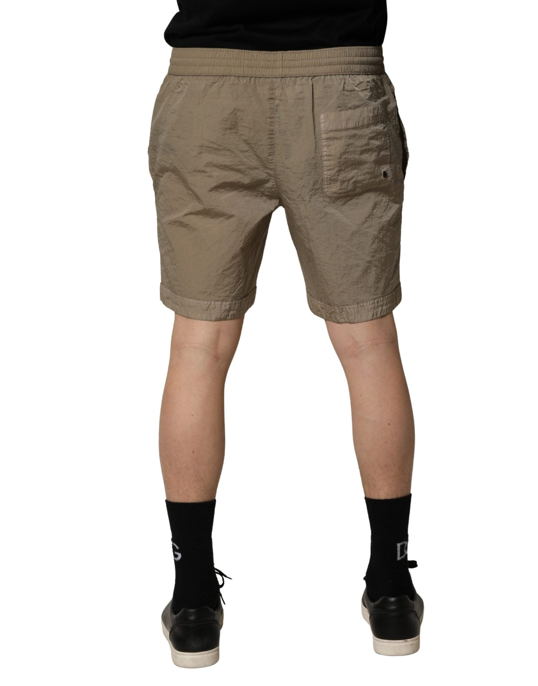 Dolce &amp; Gabbana Brown Nylon Drawstring Swim Shorts Swimwear