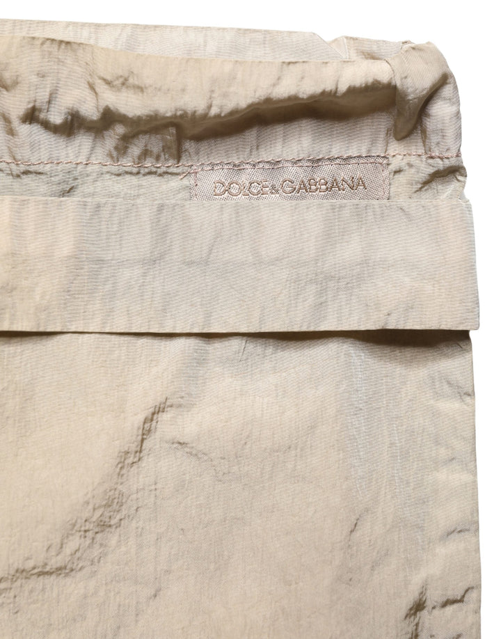 Dolce &amp; Gabbana Brown Nylon Drawstring Swim Shorts Swimwear
