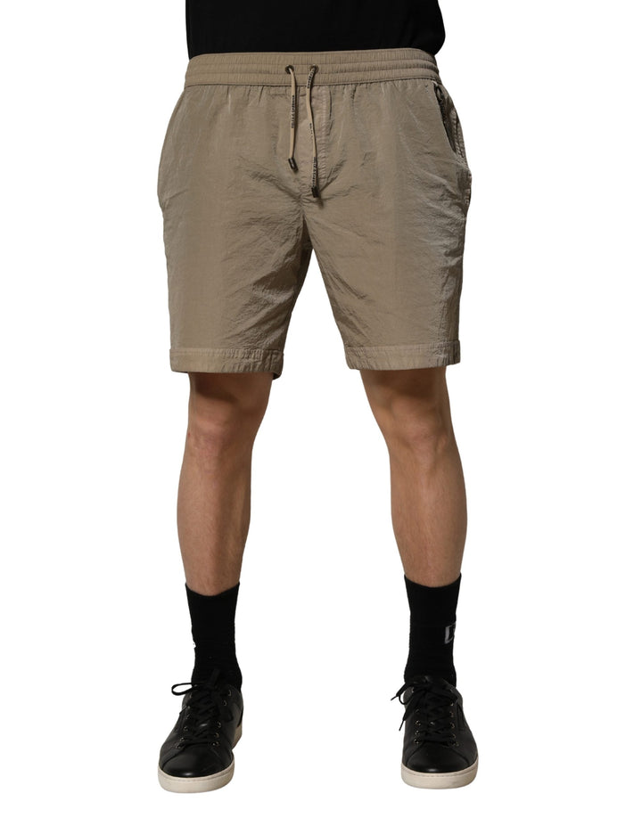 Dolce &amp; Gabbana Brown Nylon Drawstring Swim Shorts Swimwear
