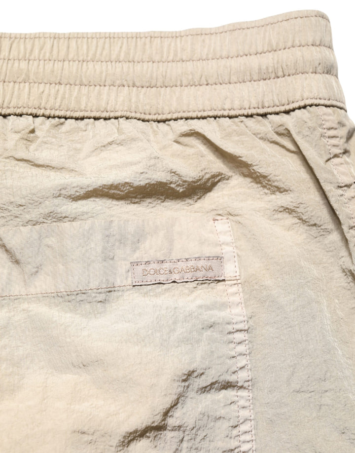 Dolce &amp; Gabbana Brown Nylon Drawstring Swim Shorts Swimwear