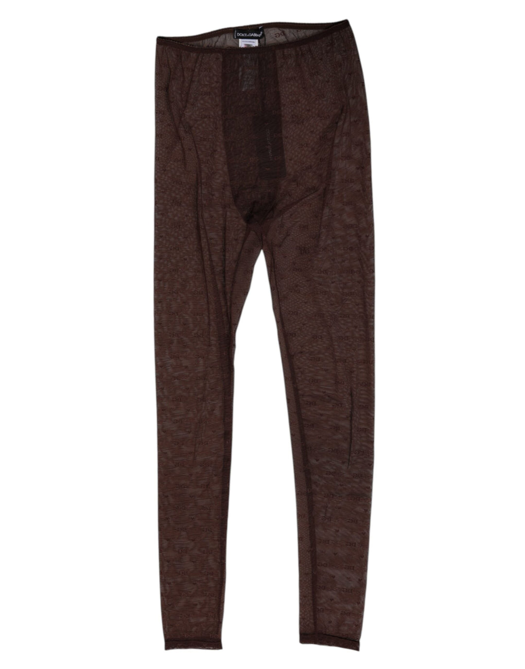 Dolce &amp; Gabbana Brown Nylon Logo Lace Leggings Pants Underwear