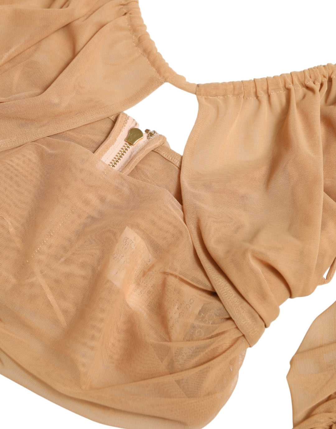 Dolce &amp; Gabbana - Brown Nylon Stretch Open Shoulder Cropped Top