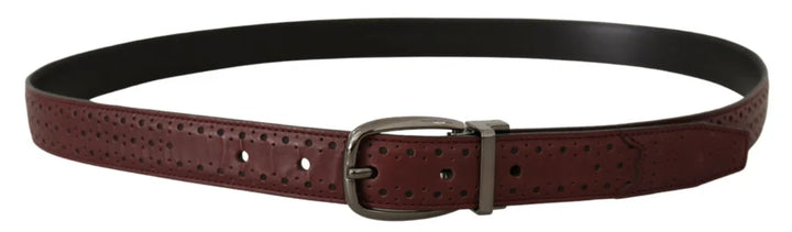 Dolce &amp; Gabbana Brown Perforated Leather Metal Buckle Belt