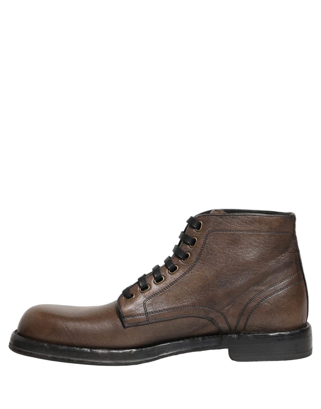 Dolce &amp; Gabbana Brown Perugino Leather Men Ankle Boots Shoes