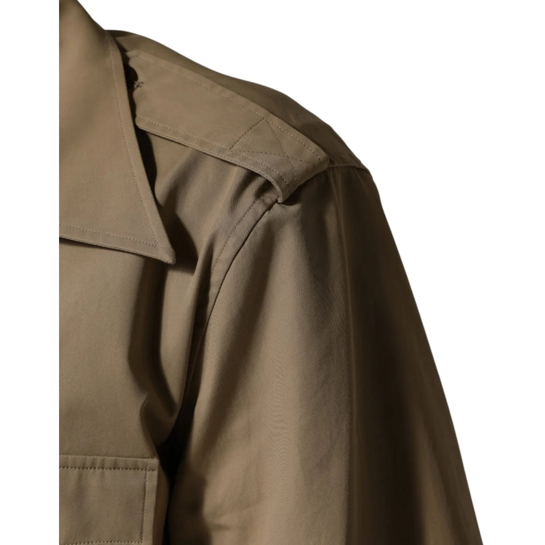 Dolce &amp; Gabbana Brown Pin Up Short Sleeves Men Casual Shirt