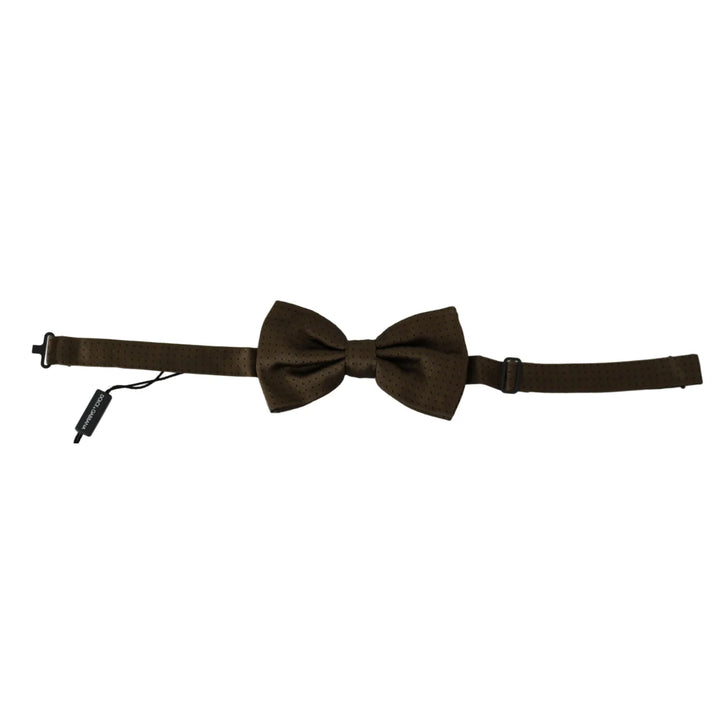 Dolce & Gabbana Brown Polka Dots Silk Adjustable Neck Papillon Men Bow Tie