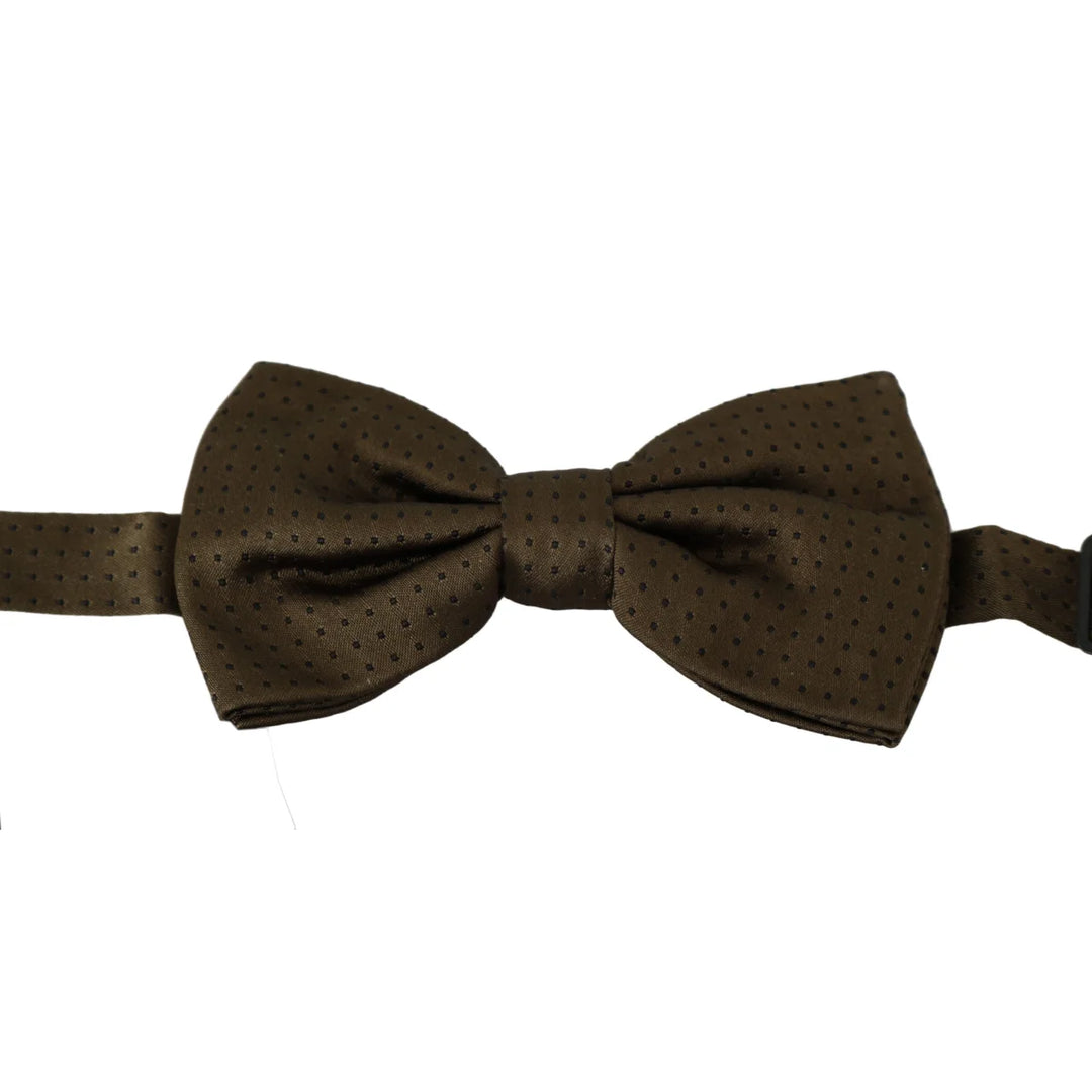 Dolce & Gabbana Brown Polka Dots Silk Adjustable Neck Papillon Men Bow Tie