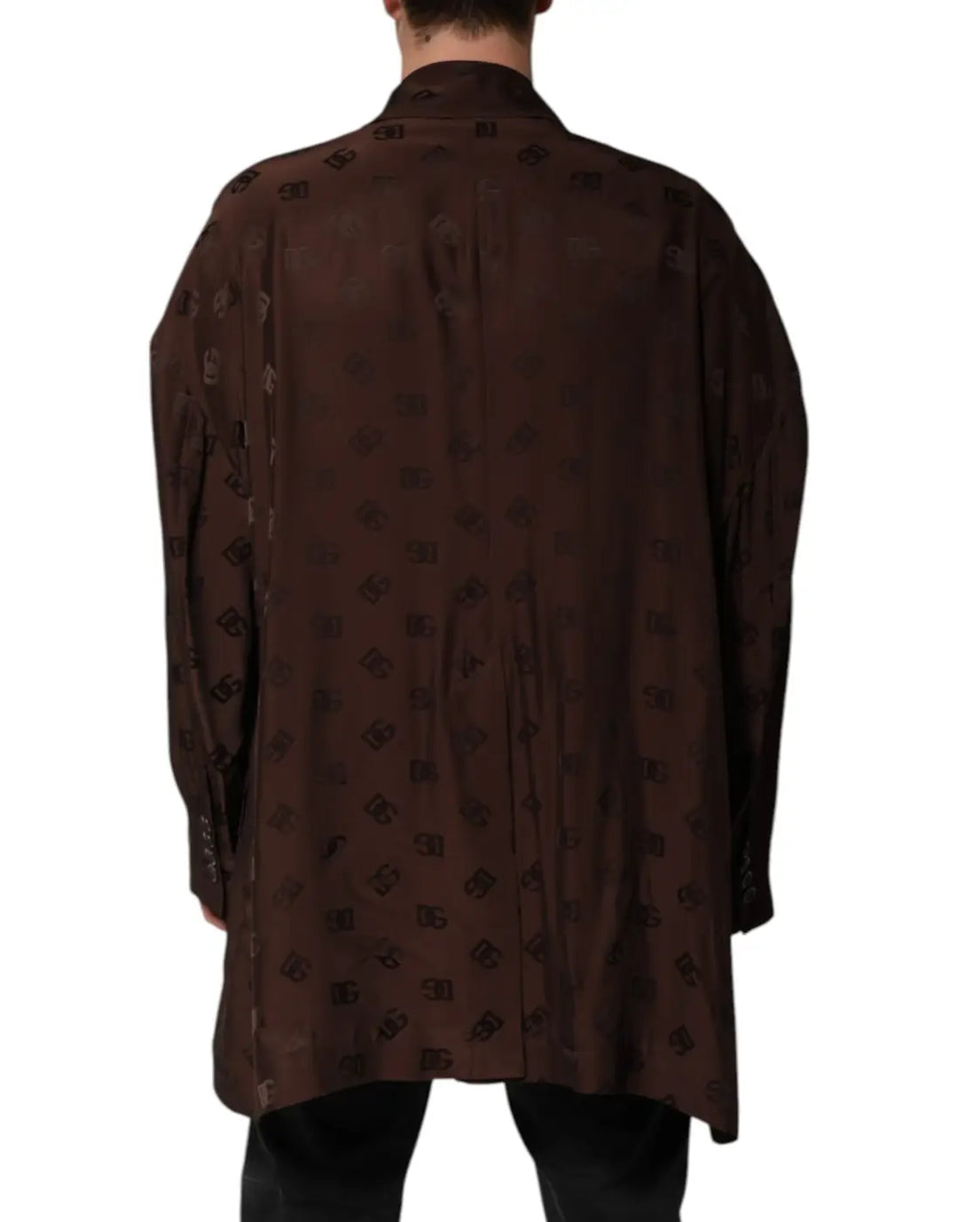 Dolce &amp; Gabbana Brown Polyester Logo Monogram Coat Jacket