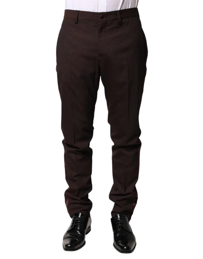 Dolce &amp; Gabbana Brown Polyester Men Dress Trousers Pants