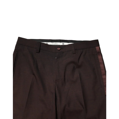 Dolce & Gabbana Brown Polyester Men Dress Trousers Sharp Formal Style