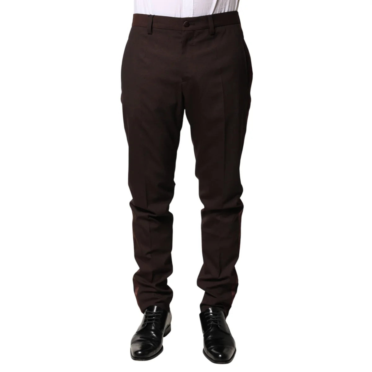 Dolce & Gabbana Brown Polyester Men Dress Trousers Sharp Formal Style