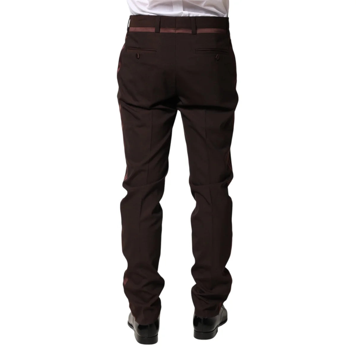 Dolce & Gabbana Brown Polyester Men Dress Trousers Sharp Formal Style