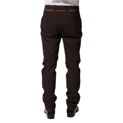Dolce & Gabbana Brown Polyester Men Dress Trousers Sharp Formal Style