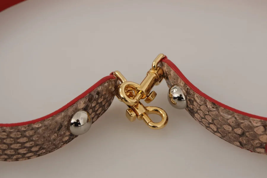 Dolce &amp; Gabbana - Brown Python Leather Crystals Shoulder Strap
