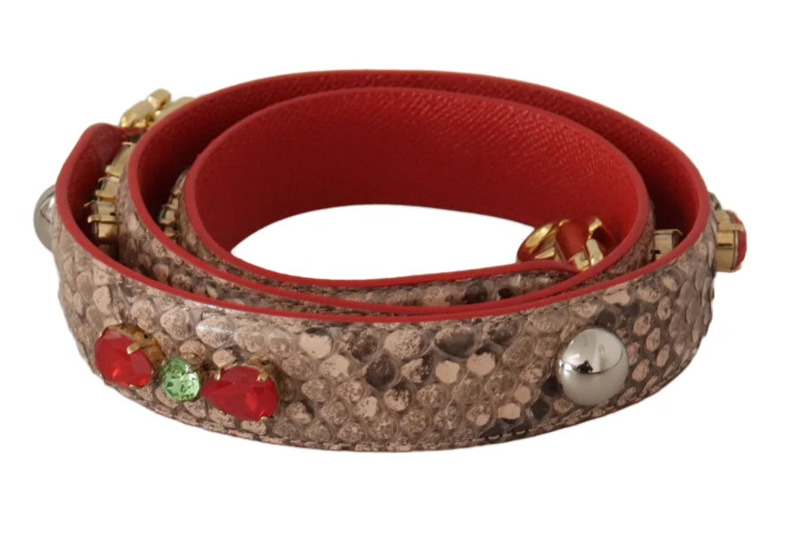 Dolce & Gabbana - Brown Python Leather Crystals Shoulder Strap