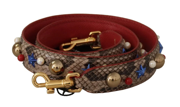 Dolce & Gabbana - Brown Python Leather Studded Shoulder Strap