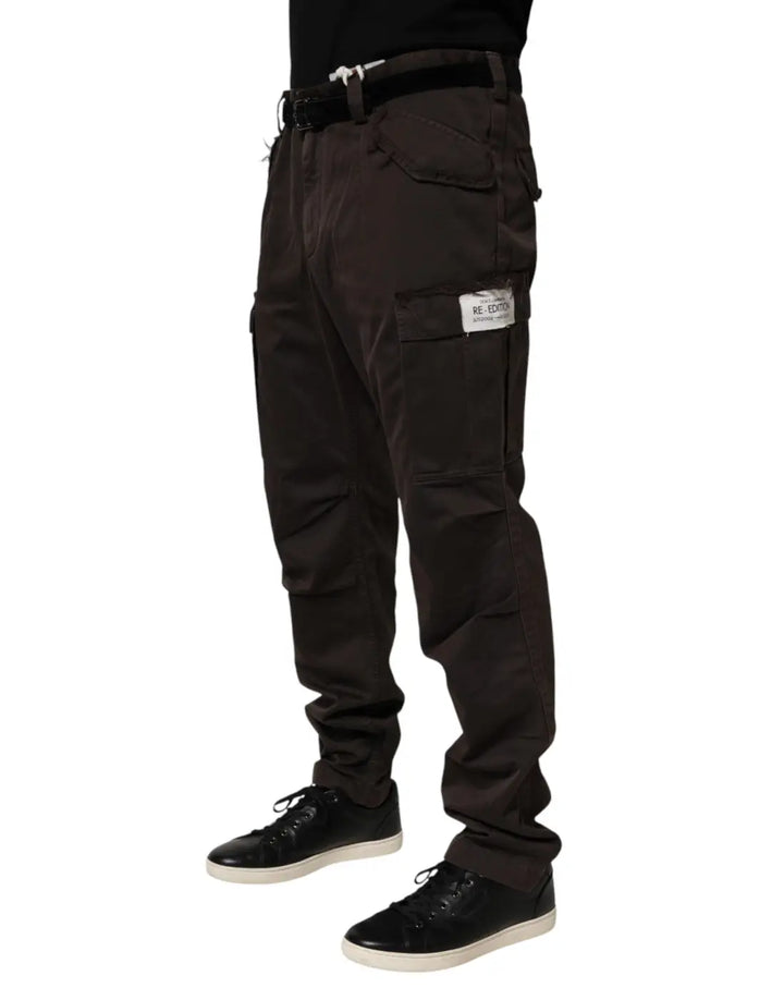 Dolce &amp; Gabbana Brown Re- Edition Cotton Men Cargo Pants