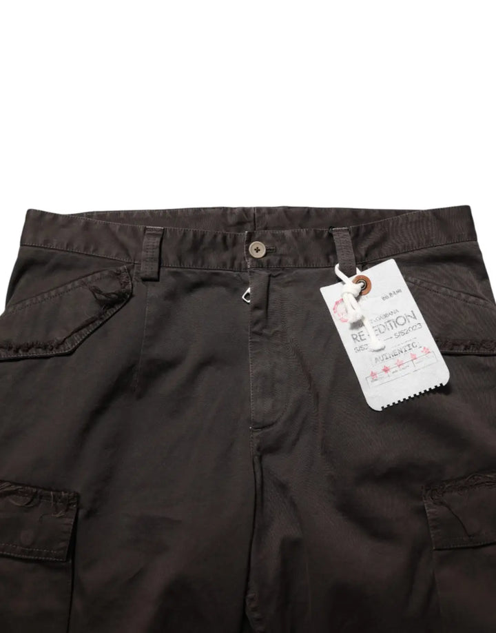 Dolce &amp; Gabbana Brown Re- Edition Cotton Men Cargo Pants