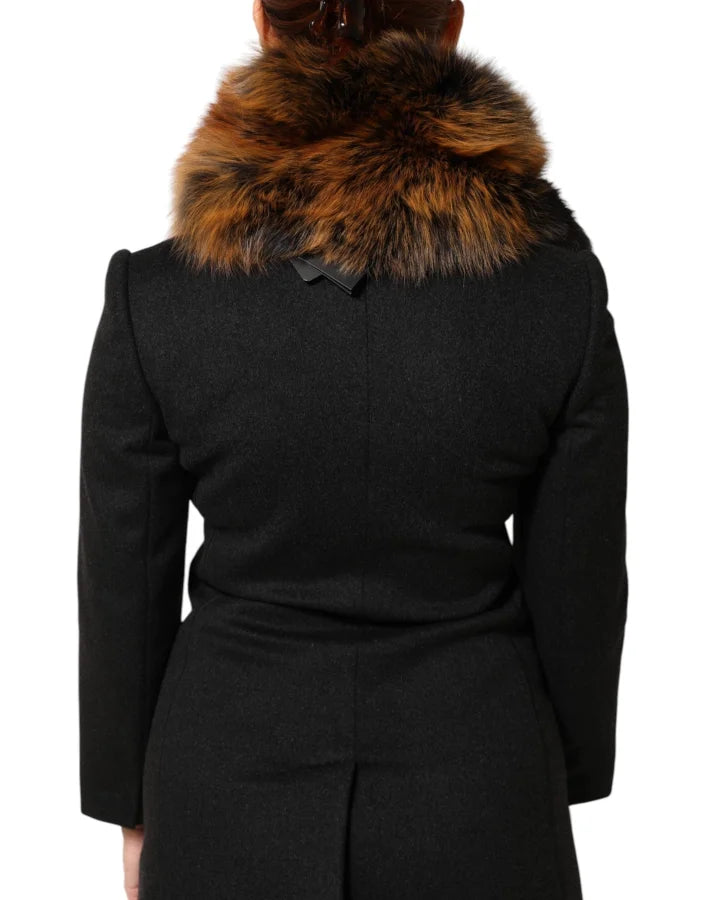 Dolce &amp; Gabbana Brown Red Fox Fur Neck Cashmere Warmer Scarf
