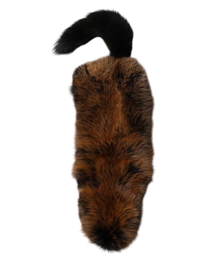 Dolce &amp; Gabbana Brown Red Fox Fur Neck Cashmere Warmer Scarf
