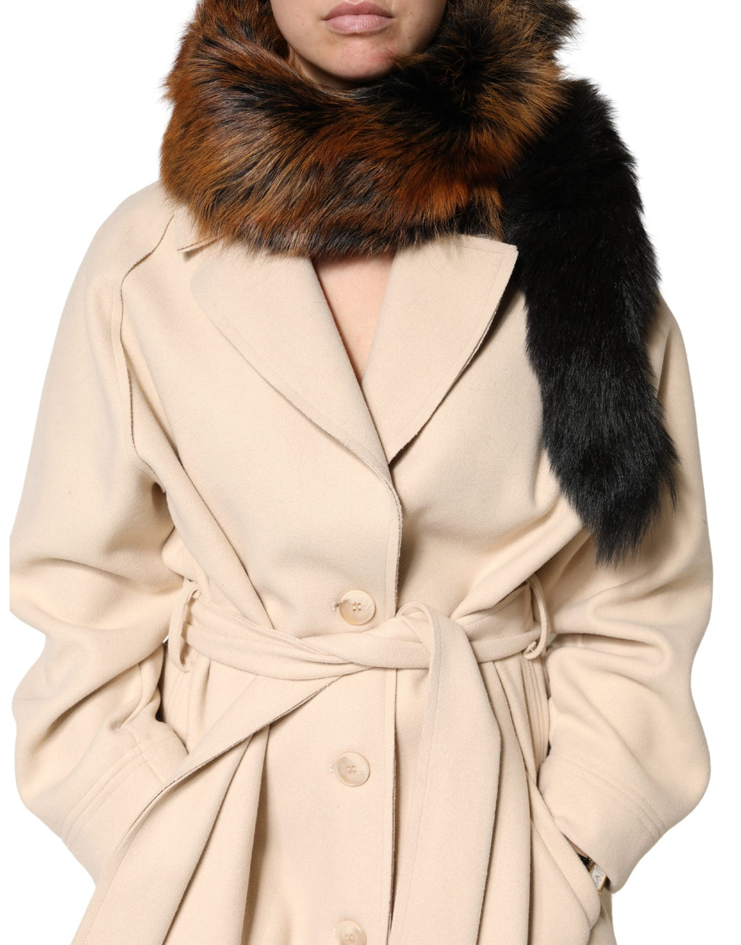 Dolce &amp; Gabbana Brown Red Fox Fur Neck Warmer Winter Scarf