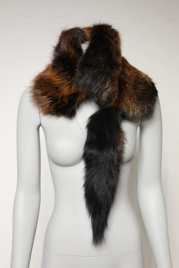 Dolce &amp; Gabbana Brown Red Fox Fur Neck Warmer Winter Scarf
