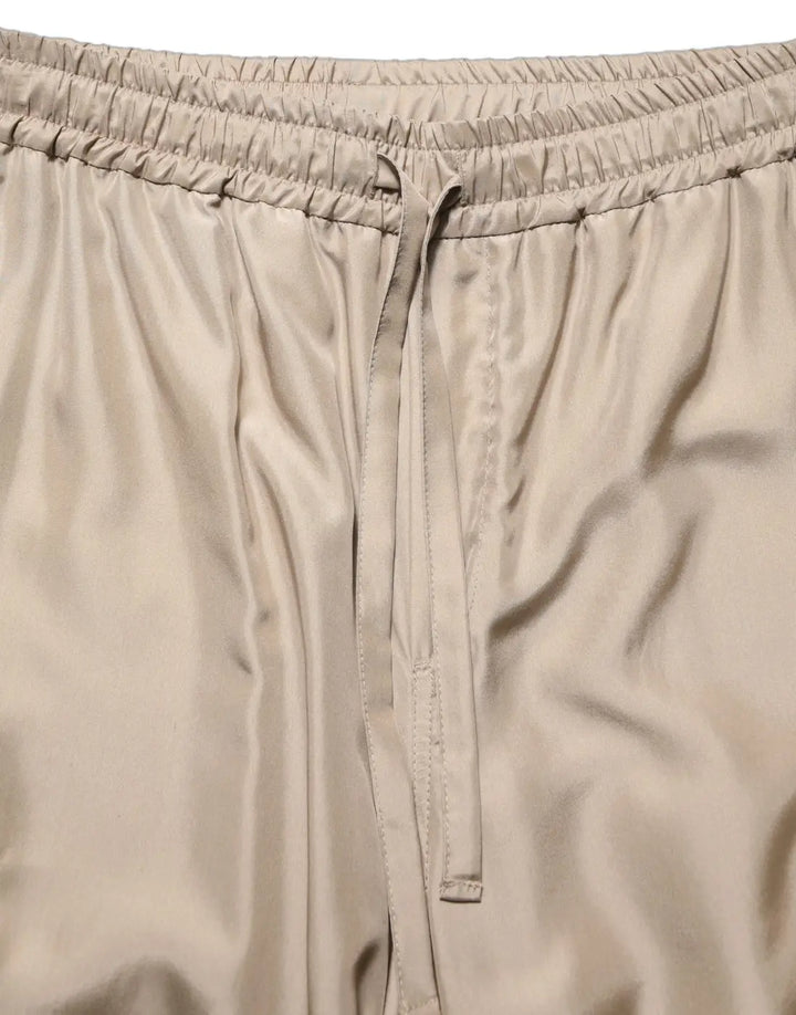 Dolce &amp; Gabbana Brown Ruched Cargo Parachute Men Jogger Pants