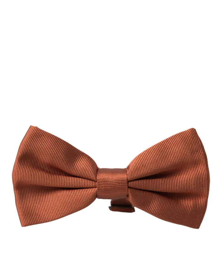 Dolce &amp; Gabbana Brown Silk Adjustable Neck Men Bow Tie