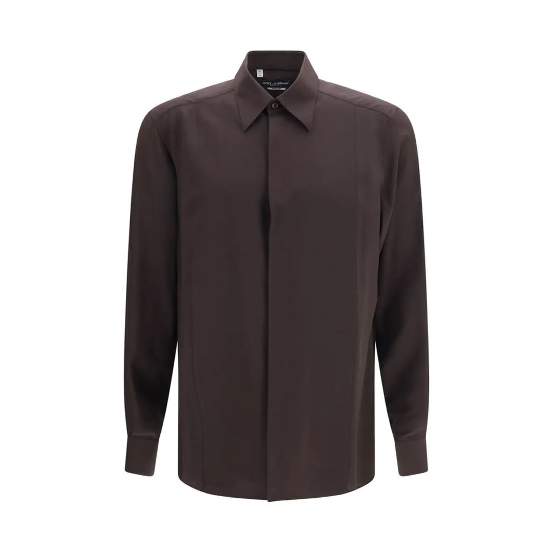 Dolce &amp; Gabbana Brown Silk Shirt