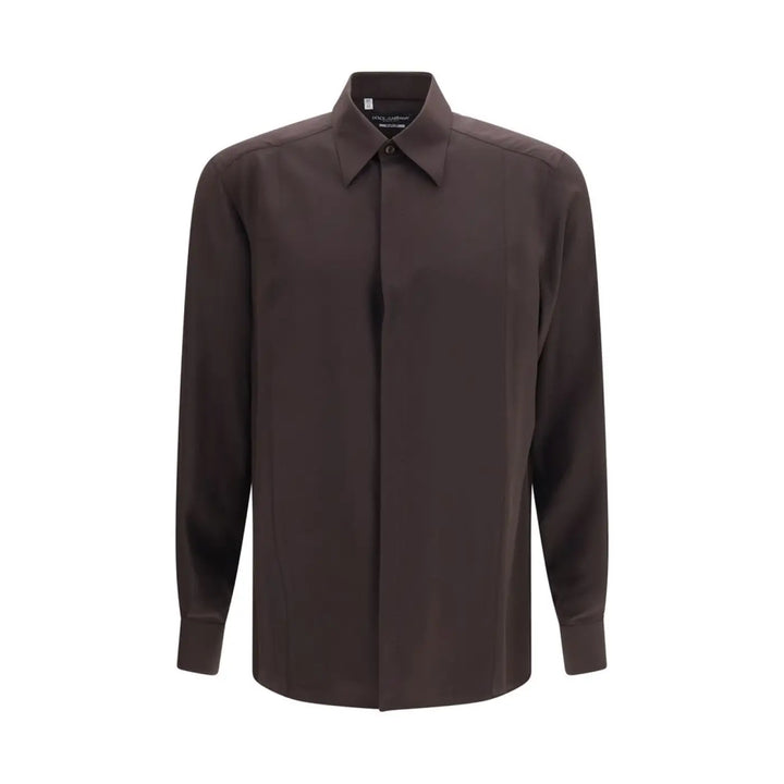Dolce &amp; Gabbana Brown Silk Shirt