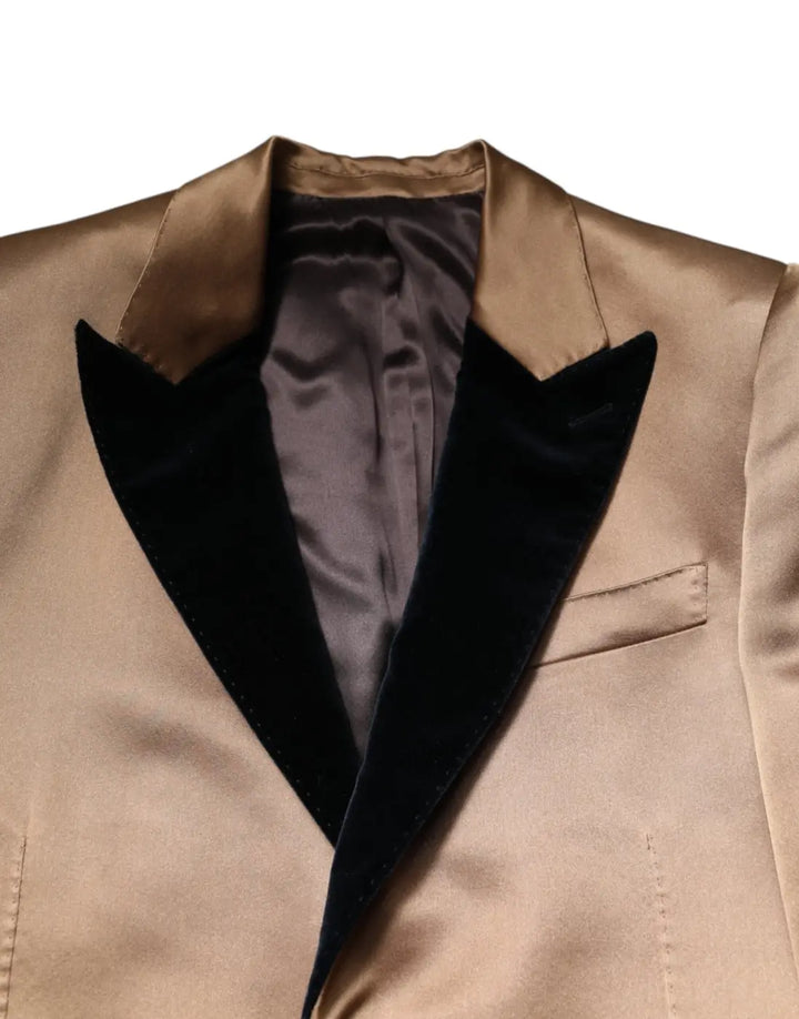 Dolce &amp; Gabbana Brown Silk Single Breasted Trench Coat Jacket